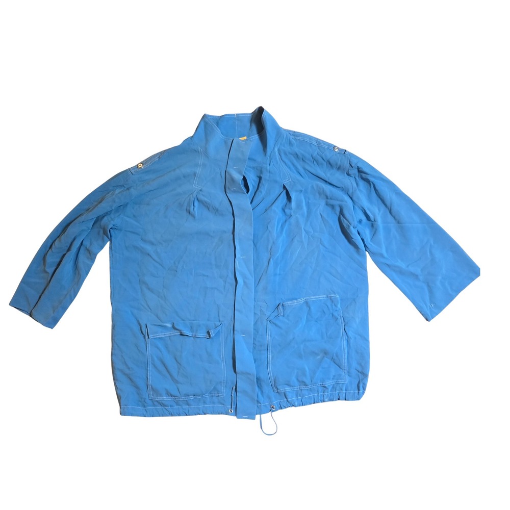 SoCa St. John Womens Blue Utility Jacket Funnel Neck‎ Drawstring Hem Large